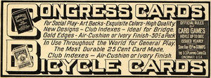 1911 Ad Congress Bicycle Games US Playing Card Company - ORIGINAL EM1