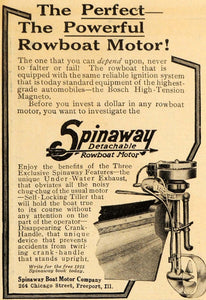 1915 Ad Spinaway Detachable Rowboat Motor Boat Tiller - ORIGINAL ADVERTISING EM1