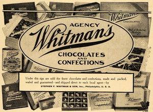 1911 Ad Stephen Whitman's Chocolates & Confections Box - ORIGINAL EM1