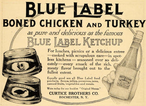 1911 Ad Blue Label Boned Chicken & Turkey Ketchup Food - ORIGINAL EM1