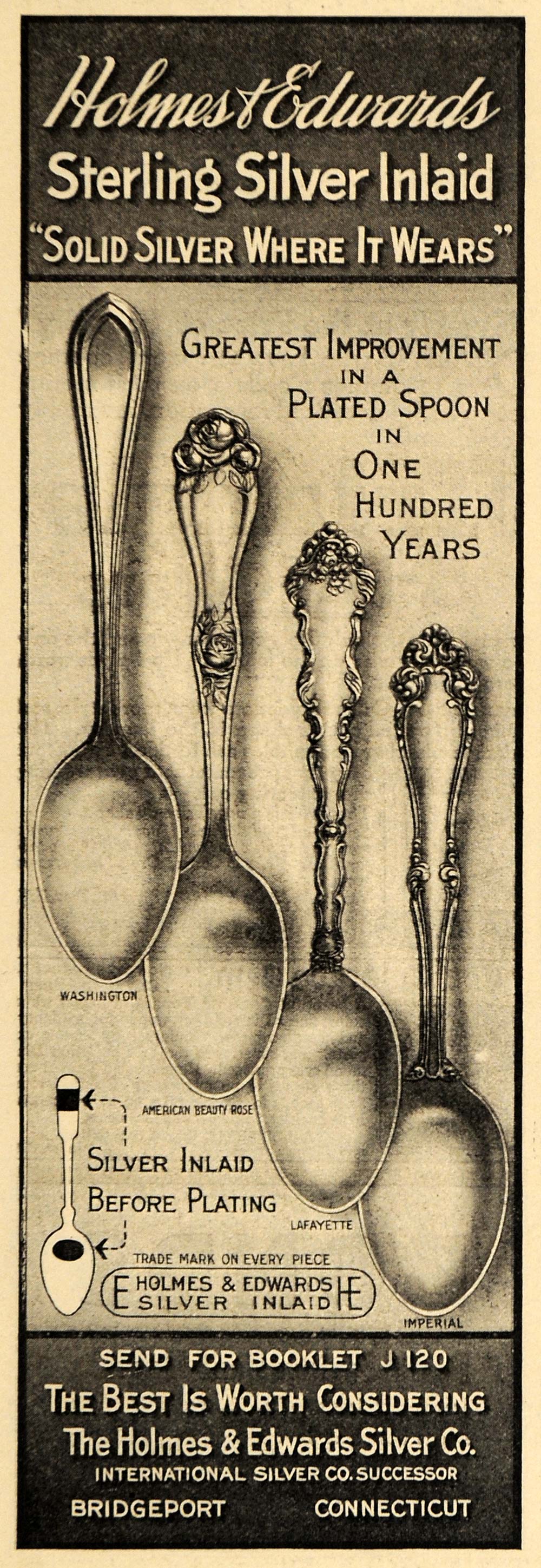 1911 Ad Holmes Edwards Sterling Silver Plated Spoons ORIGINAL