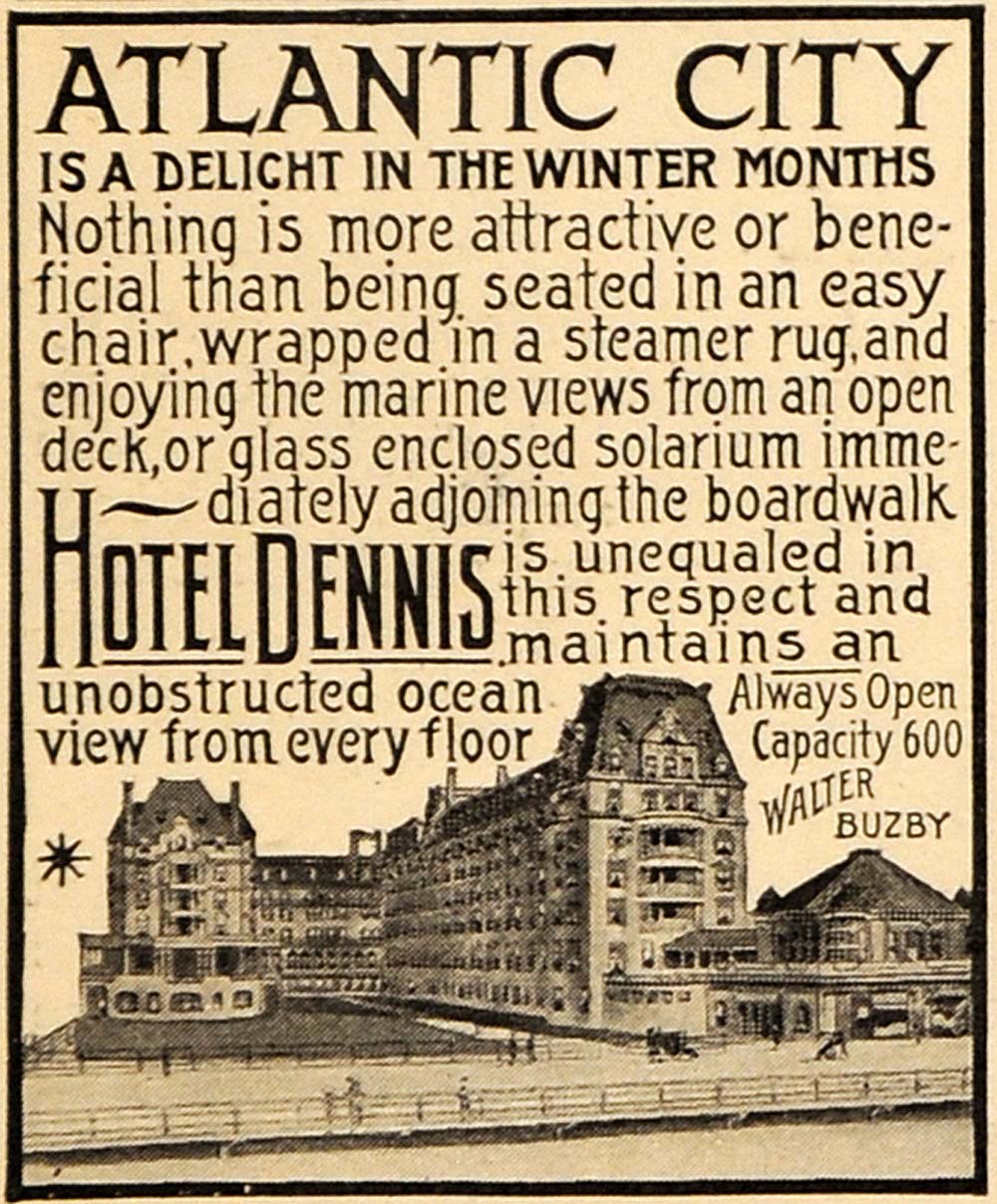 1913 Ad Hotel Dennis Lodging Vacation Atlantic City - ORIGINAL ADVERTISING EM1