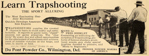 1913 Ad Du Pont Powder Co. Trapshooting Supplies Gun - ORIGINAL ADVERTISING EM1