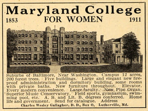 1911 Ad Maryland College for Women Institute Campus - ORIGINAL ADVERTISING EM1