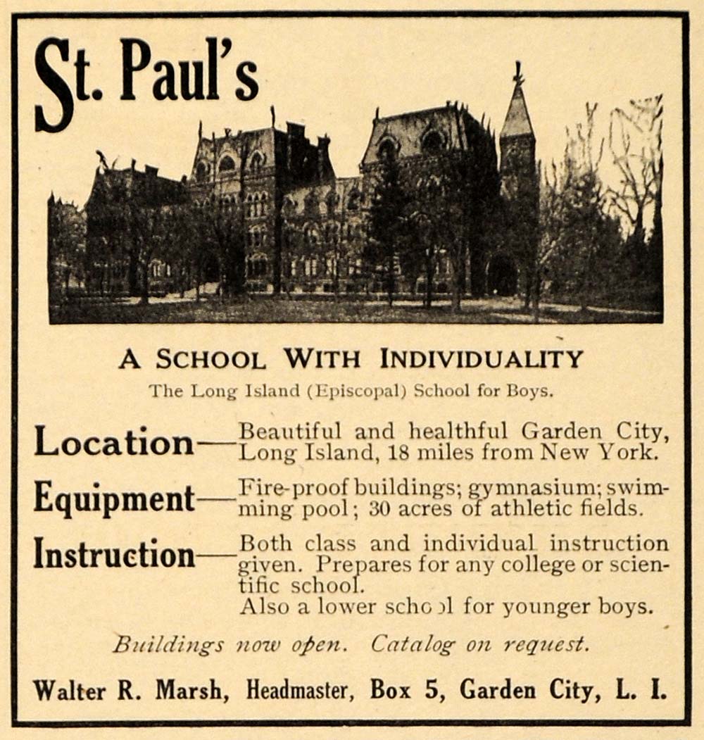 1911 Ad St. Paul's School Boys Educational Institute - ORIGINAL ADVERTISING EM1