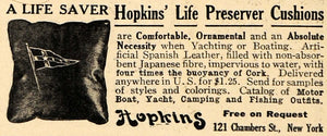 1911 Ad Life Saver Hopkins' Life Preserver Cushion - ORIGINAL ADVERTISING EM1