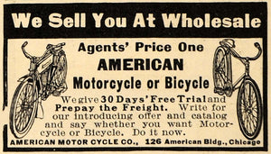 1911 Ad American Motorcycle Bicycle Freight Free Trial - ORIGINAL EM1