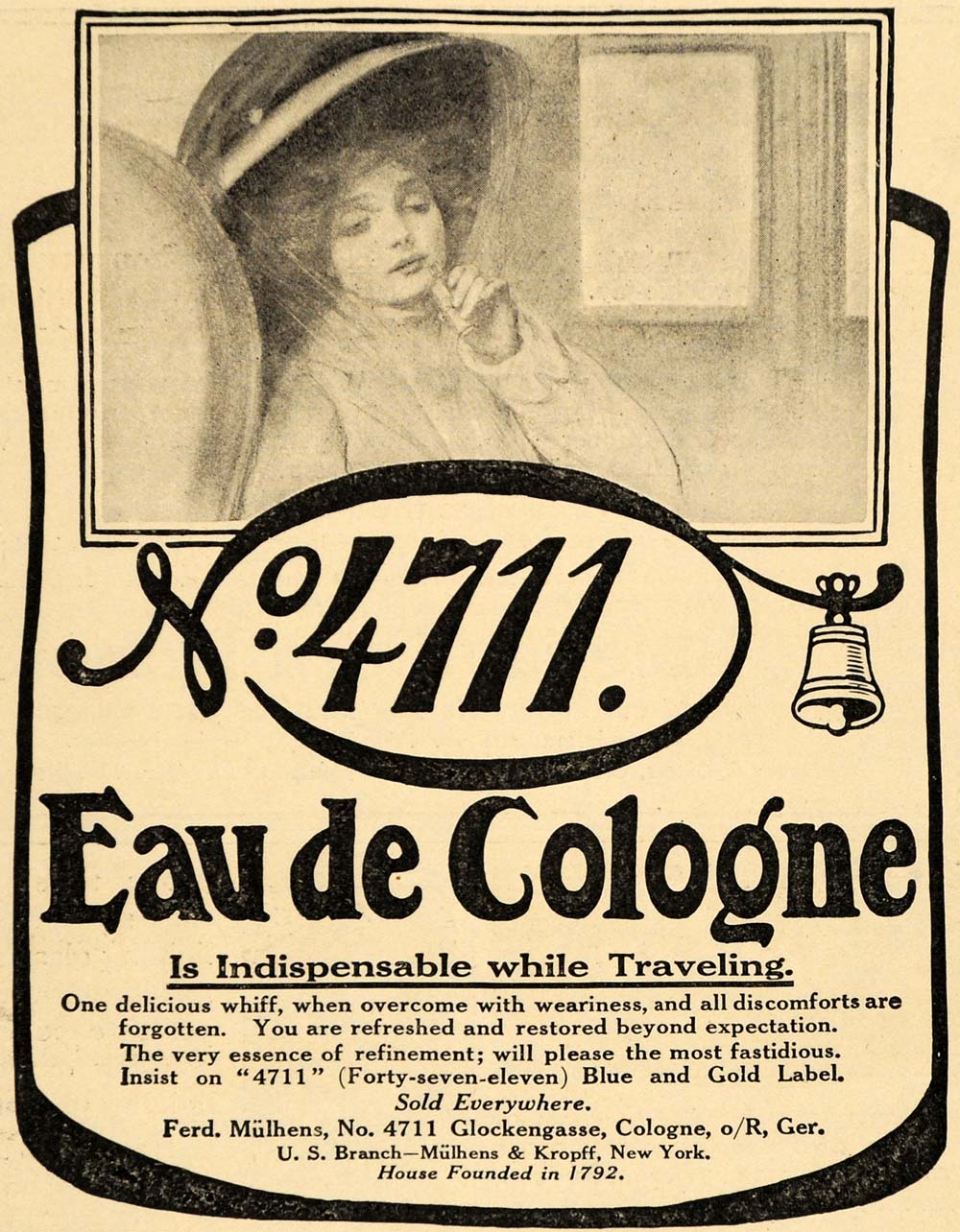 1911 Ad Eau De Cologne Traveling Women Weariness Mulhen - ORIGINAL EM1