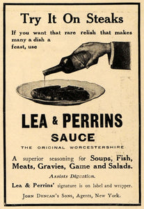 1911 Ad Lea Perrins Steak Fish Soup Meat Worcestershire - ORIGINAL EM1