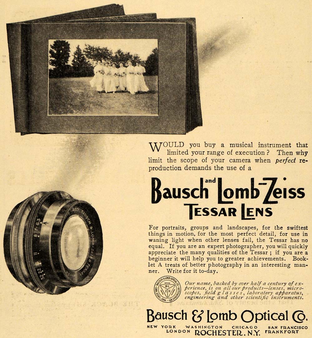 1911 Ad Bausch Lomb Zeiss Camera Tessar Lens Optical - ORIGINAL ADVERTISING EM1