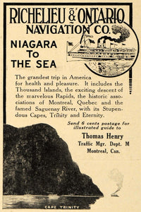 1911 Ad Richelieu Ontario Navigation Thomas Henry Boat - ORIGINAL EM1