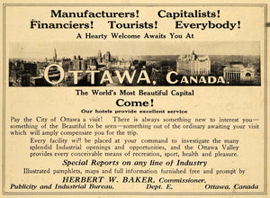 1911 Ad Ottawa Canada Tourists Financiers Capitalists - ORIGINAL ADVERTISING EM1