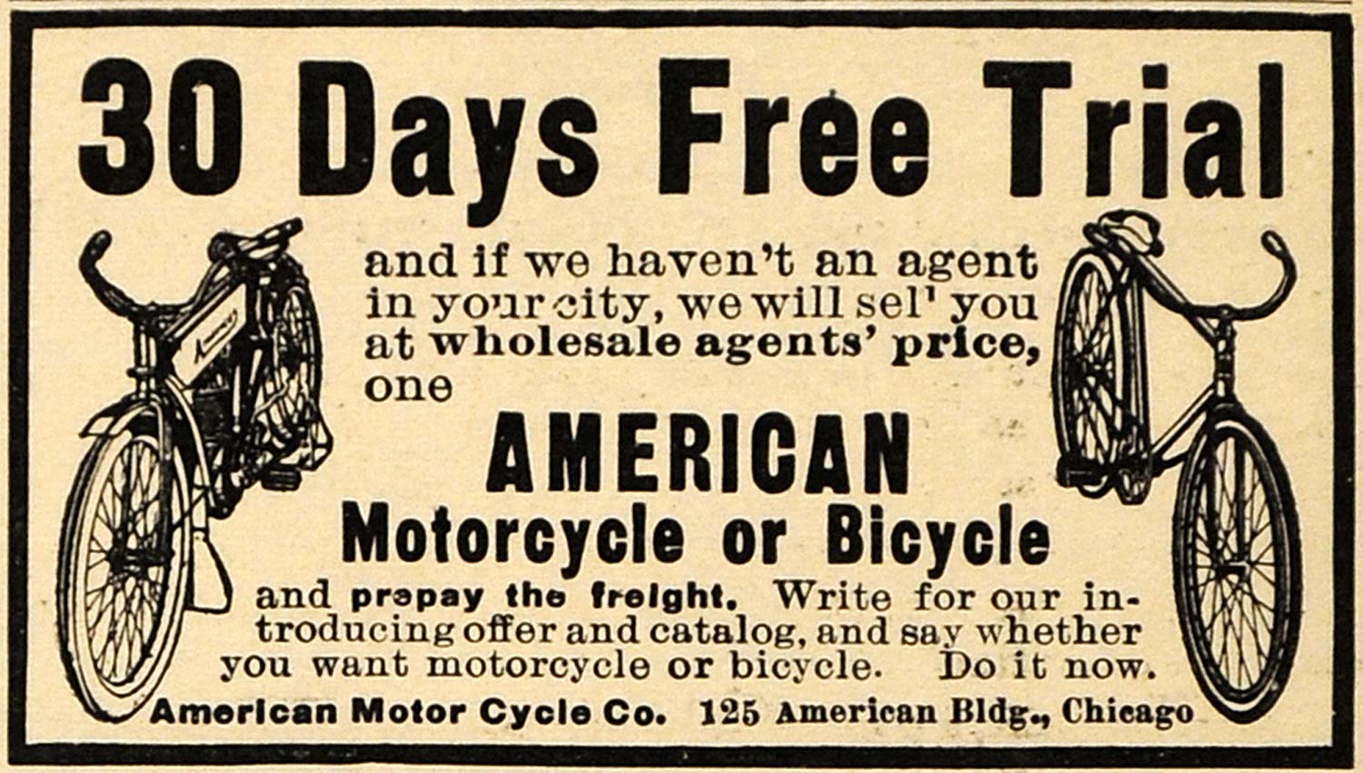 1911 Ad American Motor Cycle Company Antique Bicycle - ORIGINAL ADVERTISING EM1