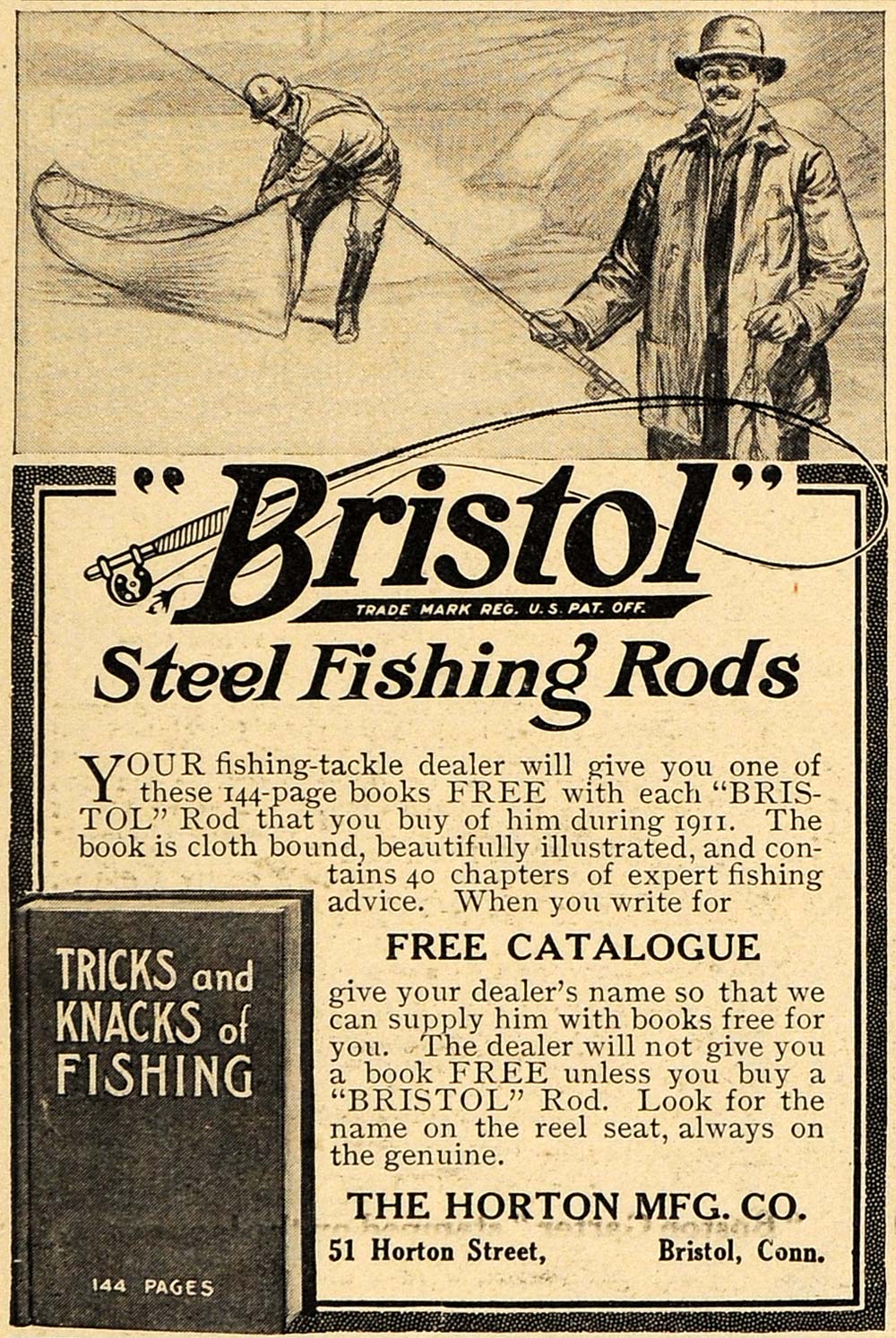 1911 Ad Bristol Steel Fishing Rods Horton Manufacturing - ORIGINAL EM1 –  Period Paper Historic Art LLC