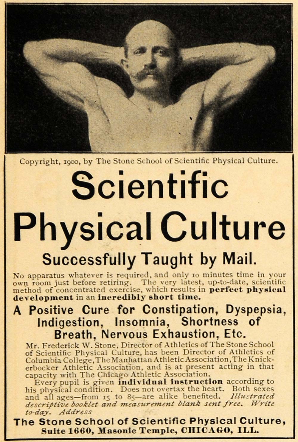 1901 Ad Stone School Physical Culture Frederick W Stone - ORIGINAL EM2