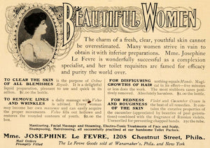 1901 Ad Madame Josephine Le Fevre Wanamaker's Face Care - ORIGINAL EM2