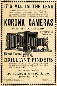 1901 Ad Gundlach Optical Korona Cameras Long Focus Lens - ORIGINAL EM2