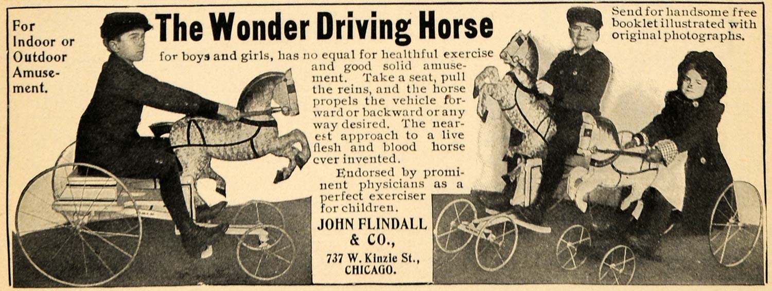 1901 Ad John Flindall Wonder Driving Horse Riding Toy - ORIGINAL ADVERTISING EM2