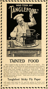 1902 Ad Tanglefoot Sticky Fly Paper Angry Chef Pests - ORIGINAL ADVERTISING EM2