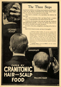 1901 Ad Cranitonic Hair Food Scalp Treatment Dandruff - ORIGINAL ADVERTISING EM2