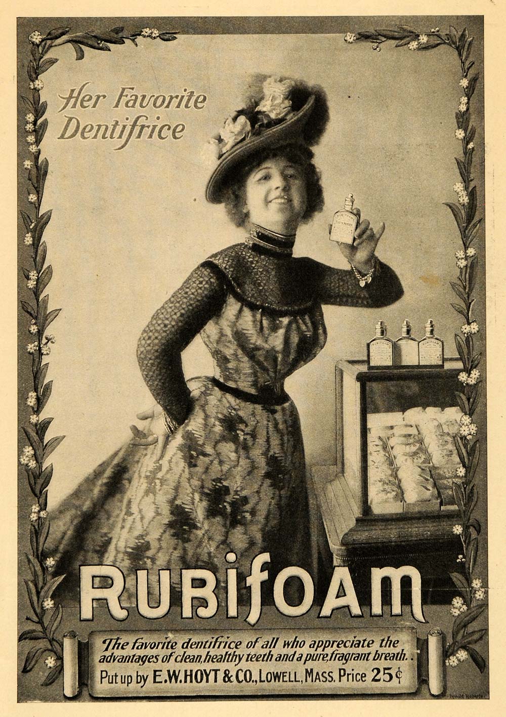 1901 Ad E. W. Hoyt Rubifoam Dentrifice Tooth Care Lady - ORIGINAL EM2