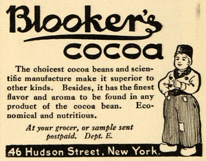 1909 Ad Blookers Cocoa Beverage Chocolate New York - ORIGINAL ADVERTISING EM2