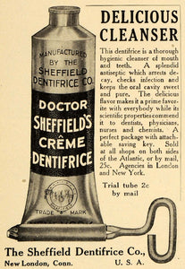 1909 Ad Sheffield Dentifrice Co Toothpaste Dental Care - ORIGINAL EM2