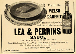 1909 Ad John Duncan Lea & Perrins Sauce Welsh Rarebit - ORIGINAL ADVERTISING EM2