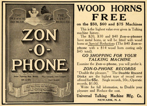1909 Ad Universal Talking Machine Mfg. Co. Zon-O-Phone - ORIGINAL EM2