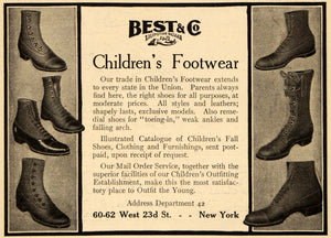 1909 Ad Best & Co. Children Footwear Vintage Shoes NY - ORIGINAL ADVERTISING EM2