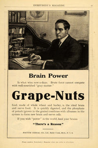 1909 Ad Postum Cereal Co. Grape-Nuts Businessman - ORIGINAL ADVERTISING EM2
