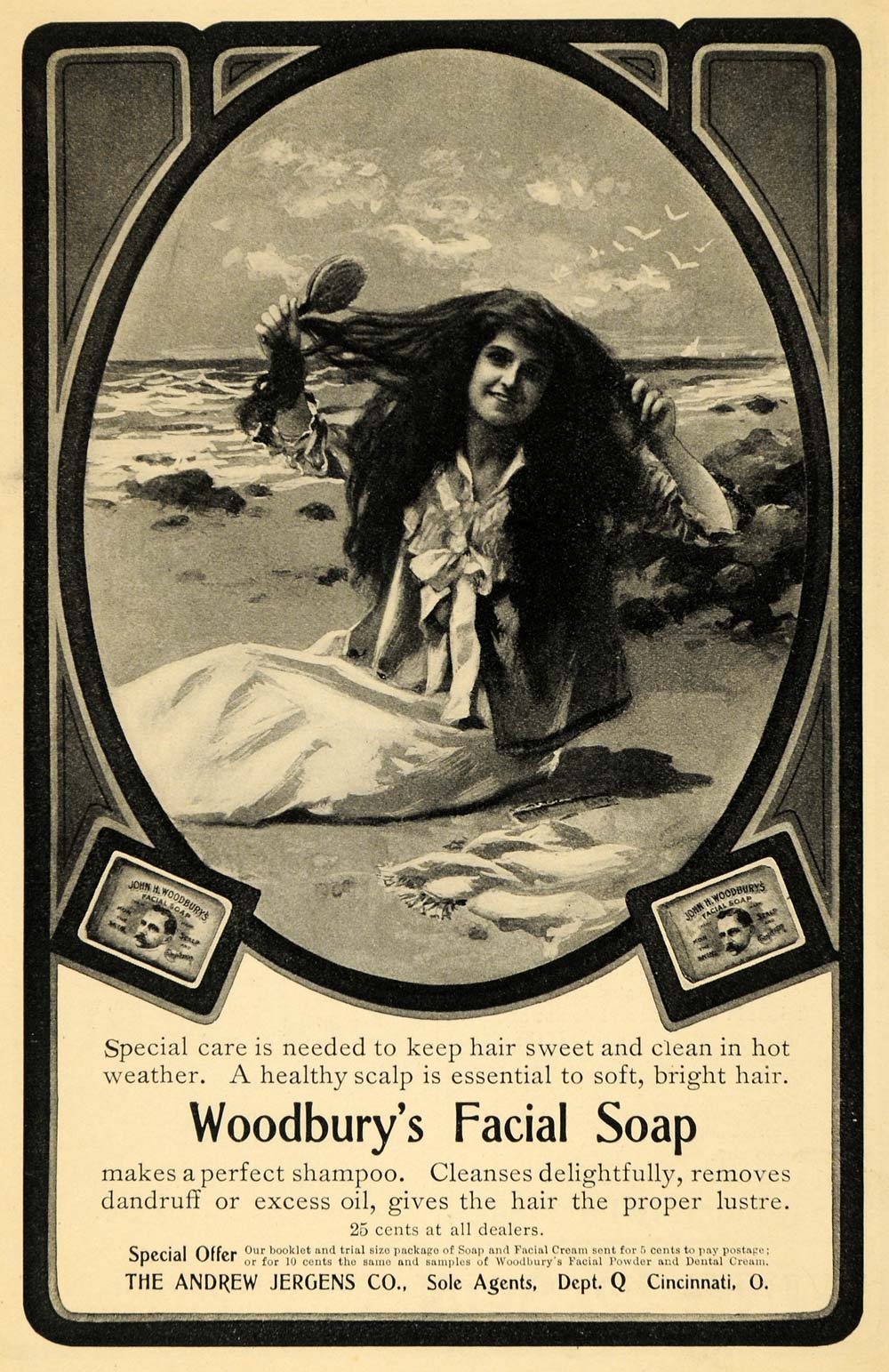 1902 Ad Andrew Jergens Co Woodbury Facial Soap Beach - ORIGINAL ADVERTISING EM2