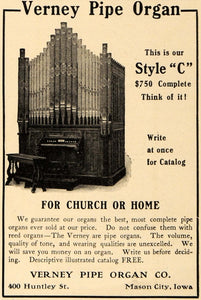 1905 Ad Verney Church or Home Pipe Organ Style C Price - ORIGINAL EM2