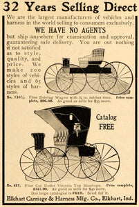 1905 Ad Elkhart Carriage Harness Antique Carts Price - ORIGINAL ADVERTISING EM2