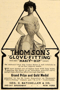 1905 Ad Thomson's Glove Fitting Habit Hip Corset NY - ORIGINAL ADVERTISING EM2