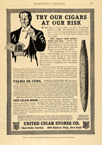 1905 Ad United Cigar Stores Palma De Cuba Box Tobacco - ORIGINAL ADVERTISING EM2