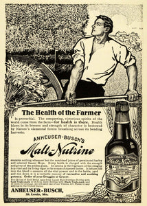 1908 Ad Saazer Hop Barley Anheuser Busch Malt Nutrine Grain Liquid Extract EM2