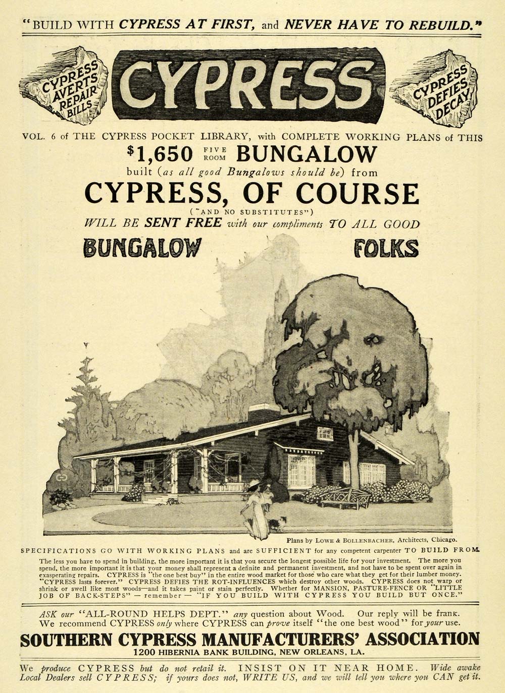 1911 Ad Southern Cypress Manufacturers Association Bungalow Lowe EM2