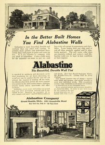 1911 Ad Alabastine Company Durable Wall Tint Sanitary Coating Library Slips EM2