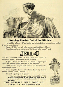 1911 Ad Keep Trouble Out of Kitchen Jell-O Genesee Pure Food Company Dessert EM2