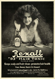 1911 Ad Rexall 93 Hair Product Tonic Clean Scalp United Drug Company Beauty EM2