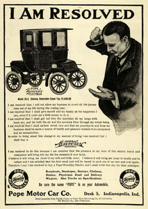 1906 Ad Pope Motor Car Waverley Electric Model 26C Chelsea Removable Coupe EM2