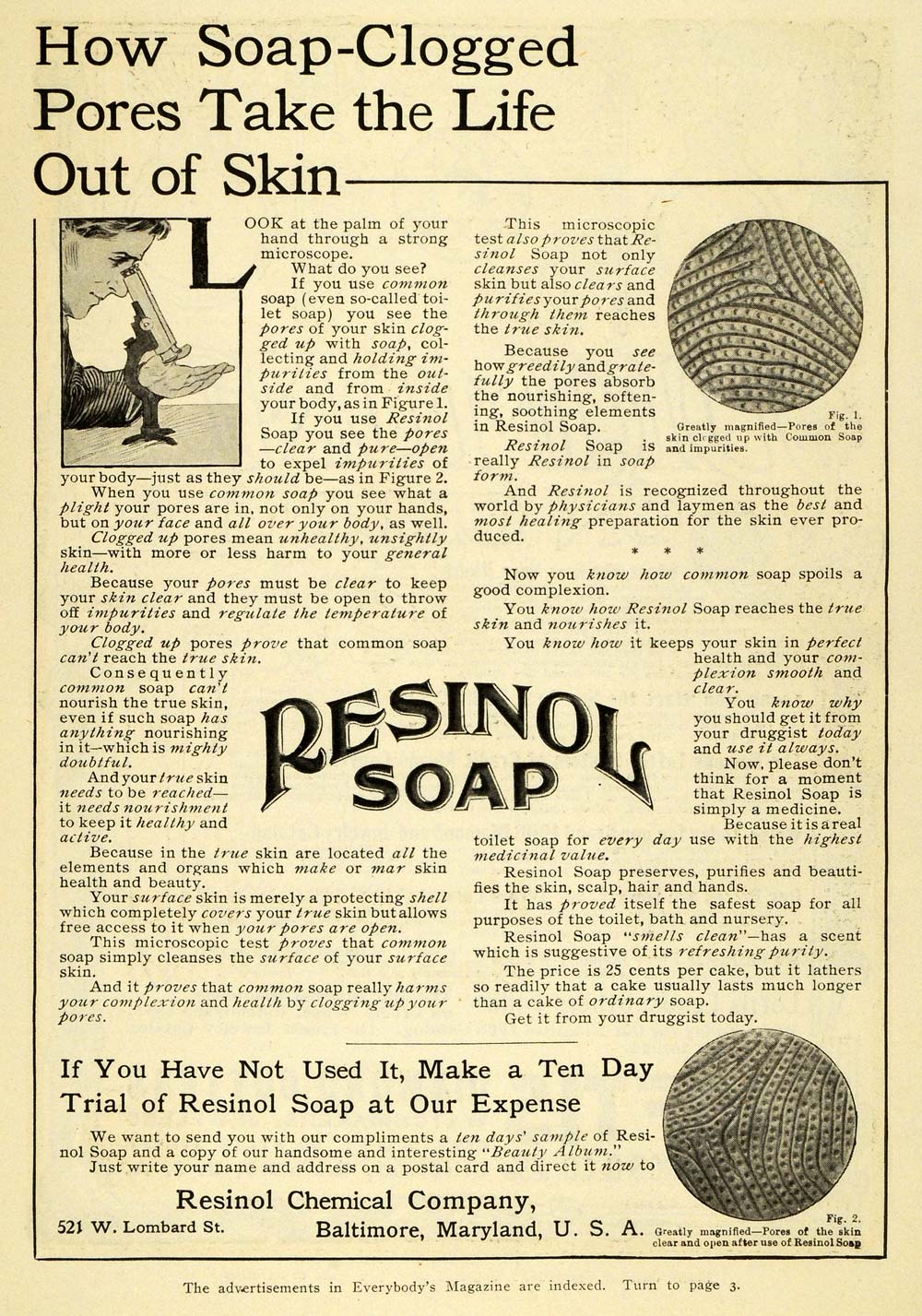 1906 Ad Resinol Chemical Co Bath Toilet Soap Bath Products Baltimore EM2