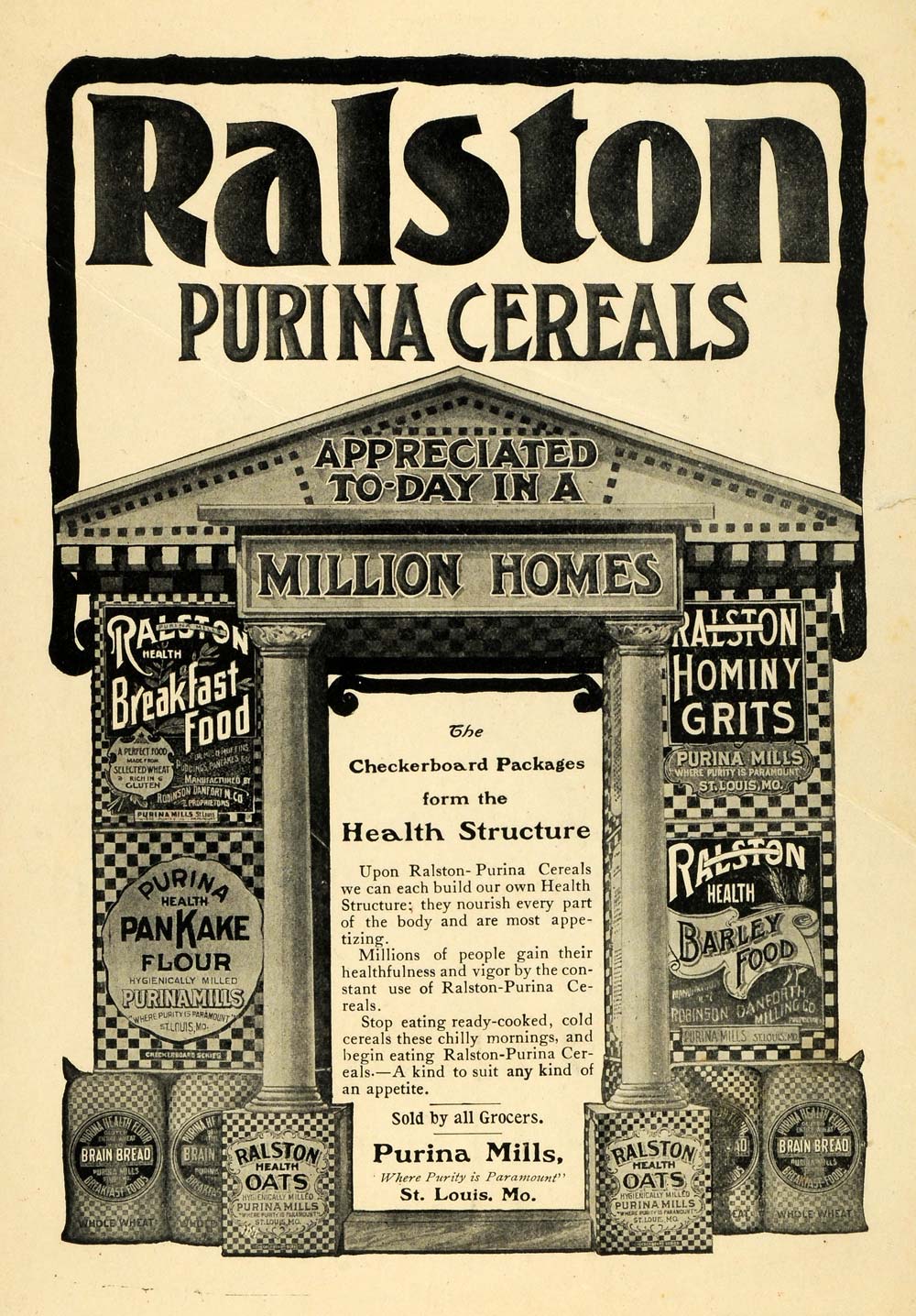 1902 Ad Ralston Purina Cereals Breakfast Food Pankake Flour Barley Food EM2
