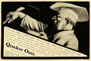 1902 Ad American Cereal Co. Quaker Oats Breakfast Chef Oatmeal Food Products EM2