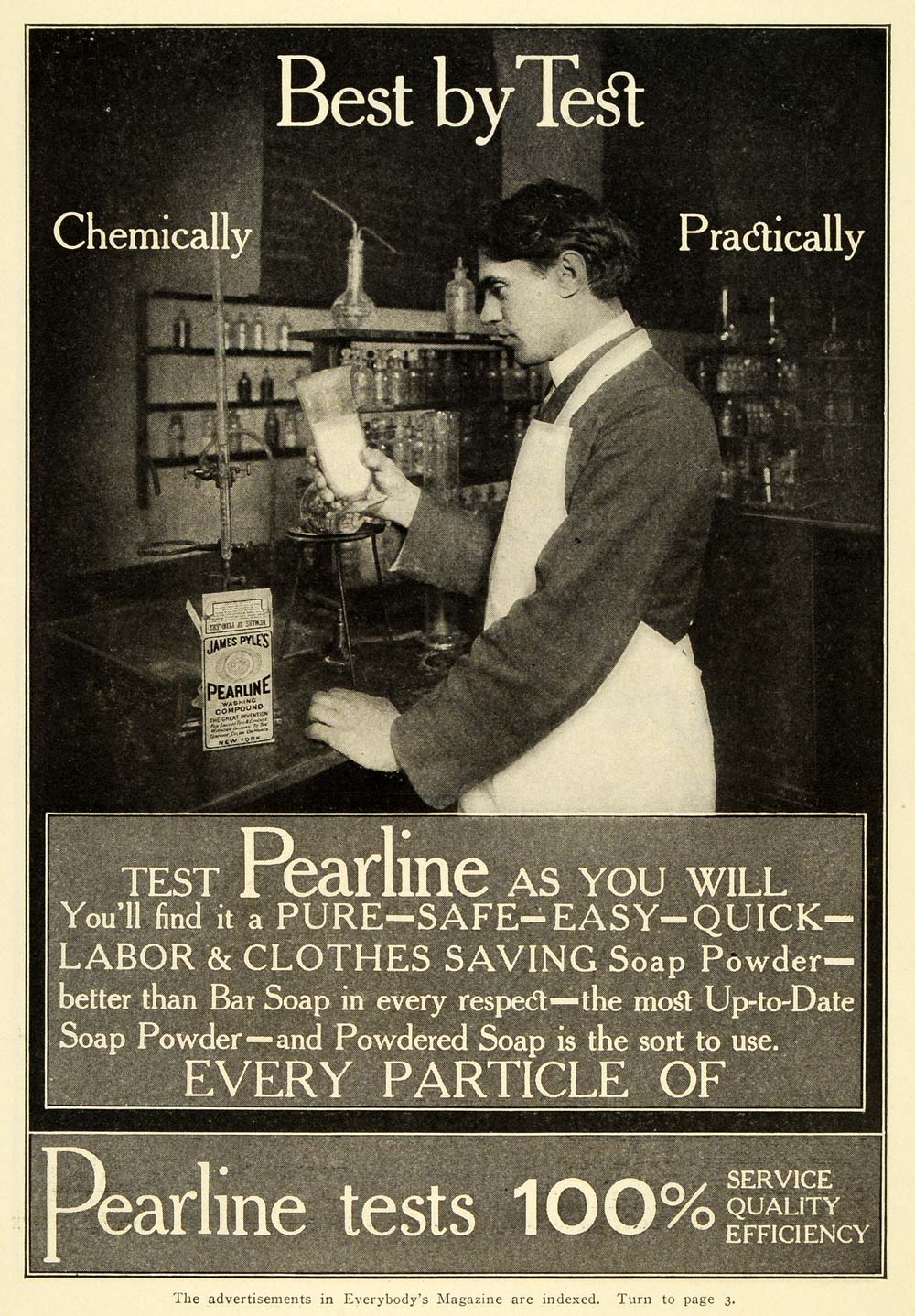 1905 Ad James Pyle Pearline Washing Soap Detergent NY Flakes Laboratory EM2