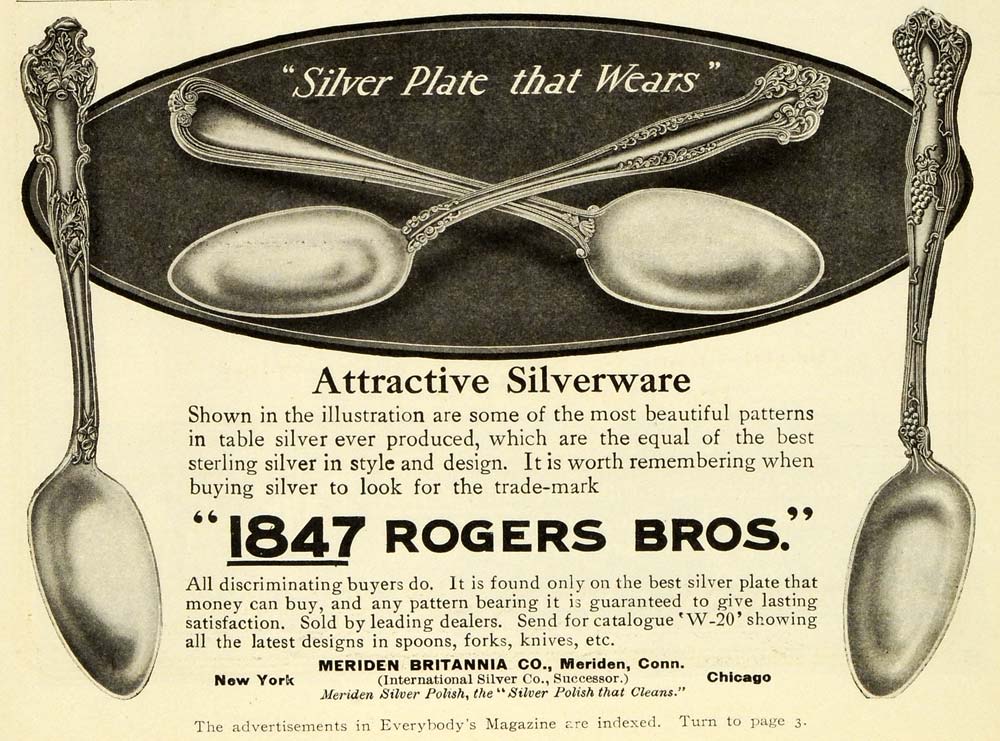 1908 Ad 1847 Rogers Bros Silverware Spoon Pattern Home Decor Meriden E
