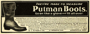 1908 Ad Putman Hand Sewed Lace Up Boots Leather Farm Hunting Engineer EM2