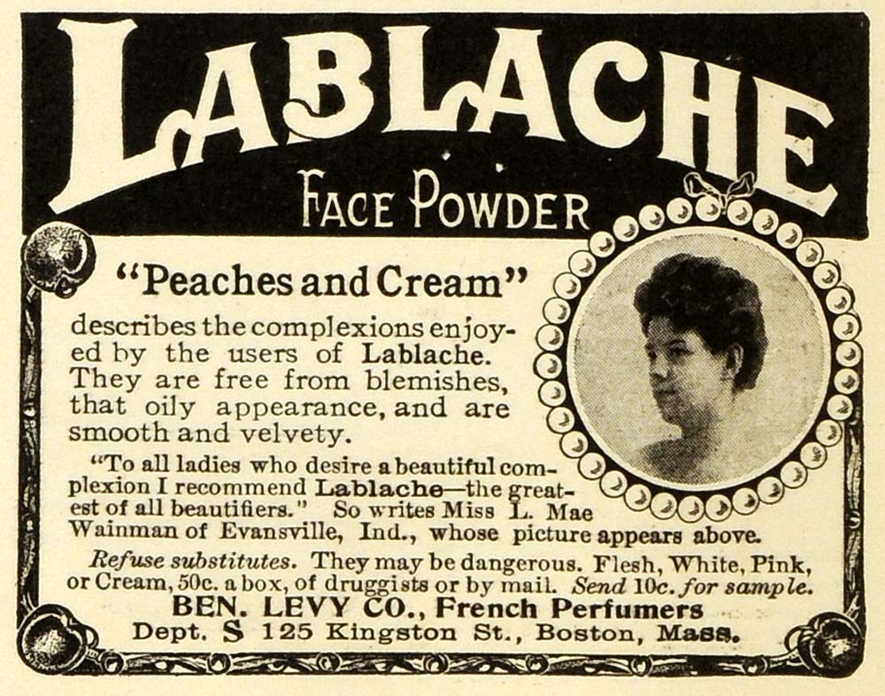 1908 Ad Lablache Face Powder Cosmetics Makeup Ben Levy Mae Wainman Testimony EM2