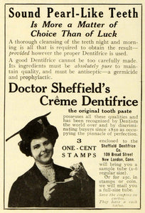 1908 Ad Doctor Sheffield Creme Dentifrice Toothpaste Dental Graduate Teeth EM2